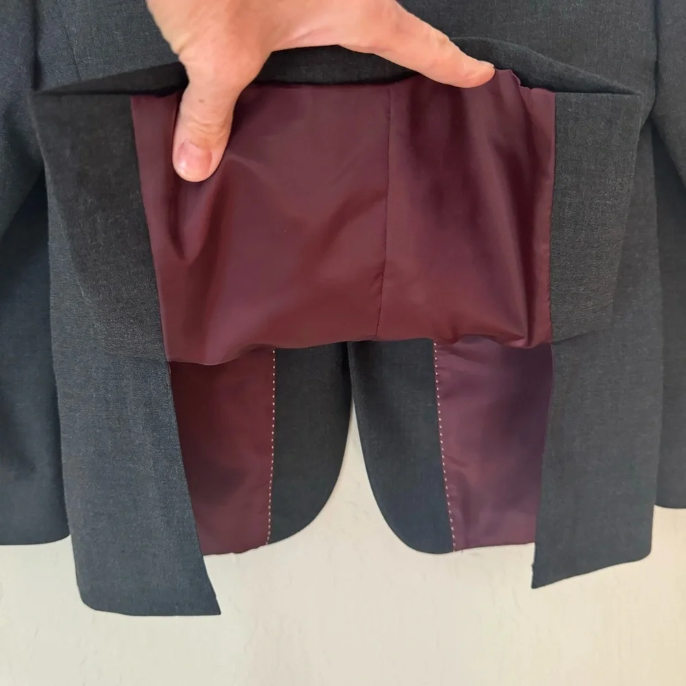 JOSEPH ABBOUD Boys 2 Button Blazer Charcoal Grey Wrinkle Resistant Size 14 - Picture 13 of 16